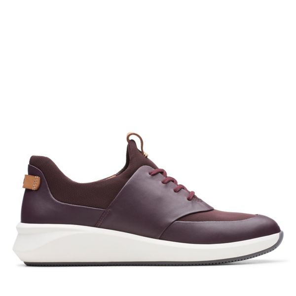 Clarks Womens Un Rio Lace Trainers Aubergine Leather | USA-2049317